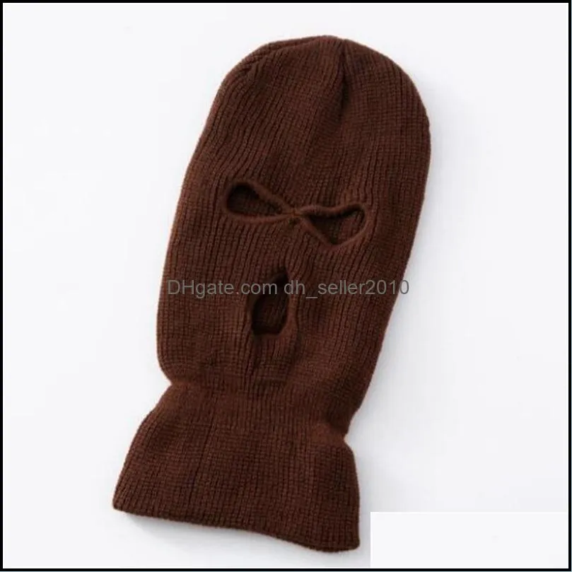 full face cover ski mask hat 3 holes balaclava army tactical cs windproof knit beanies bonnet winter warm unisex caps 20211228 t2