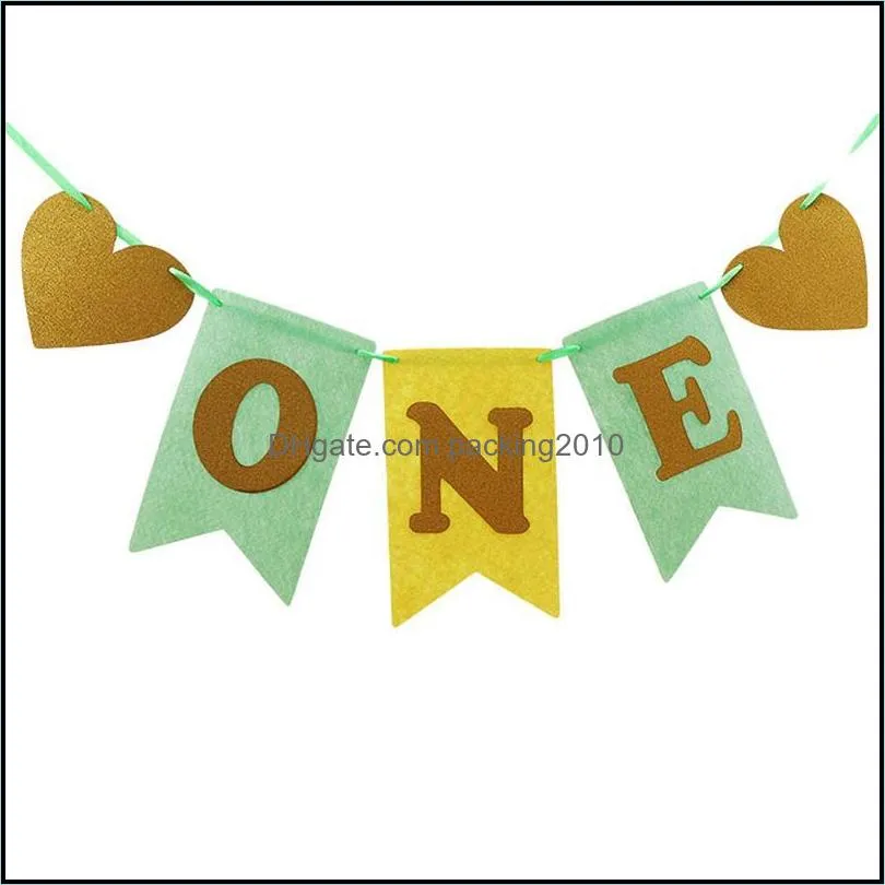 birthday letter printing flags non-woven fabric garland banner baby one years old shower decor