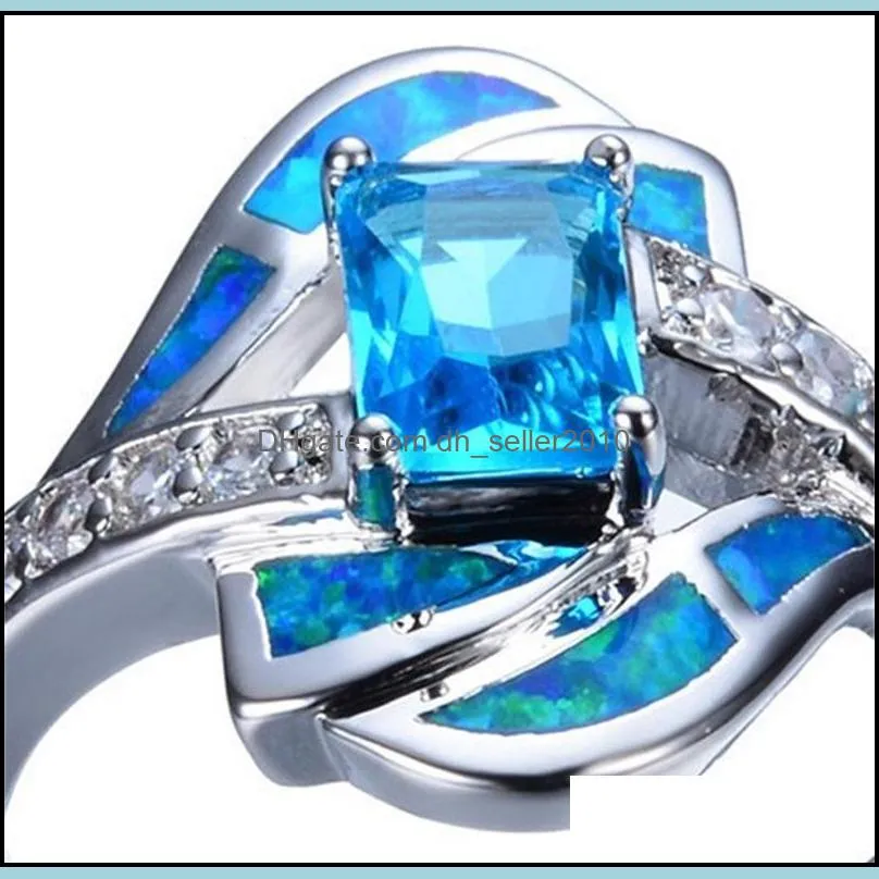 wholesale fashion blue zircon band ladies geometric ring for women wedding jewlery c3