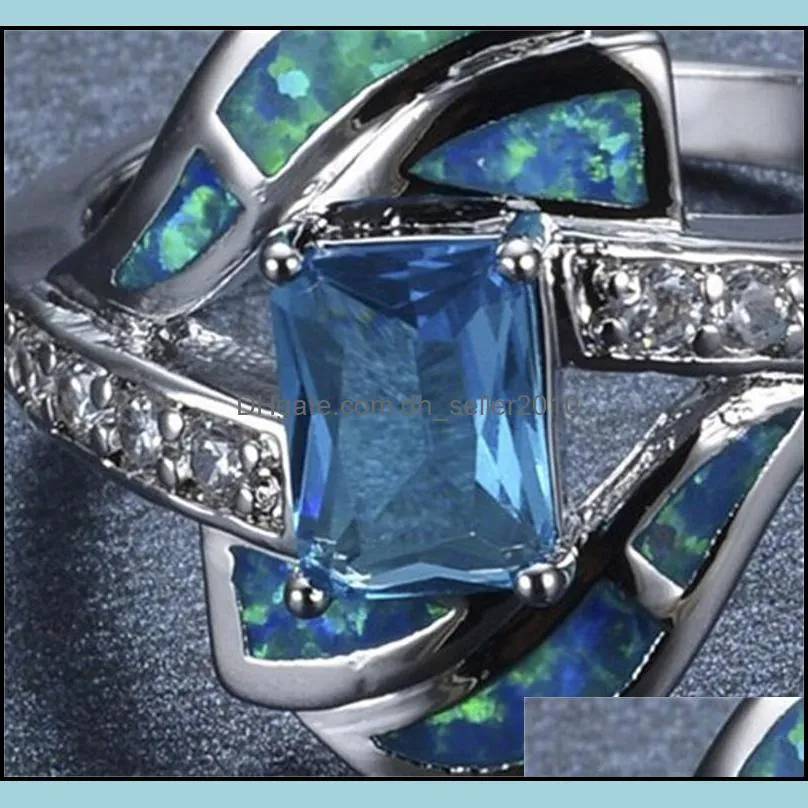 wholesale fashion blue zircon band ladies geometric ring for women wedding jewlery c3