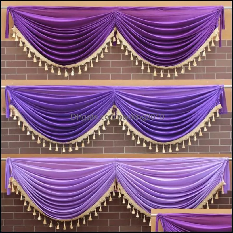 ice silk swag drape valance include tassel for backdrop curtain wedding stage background event