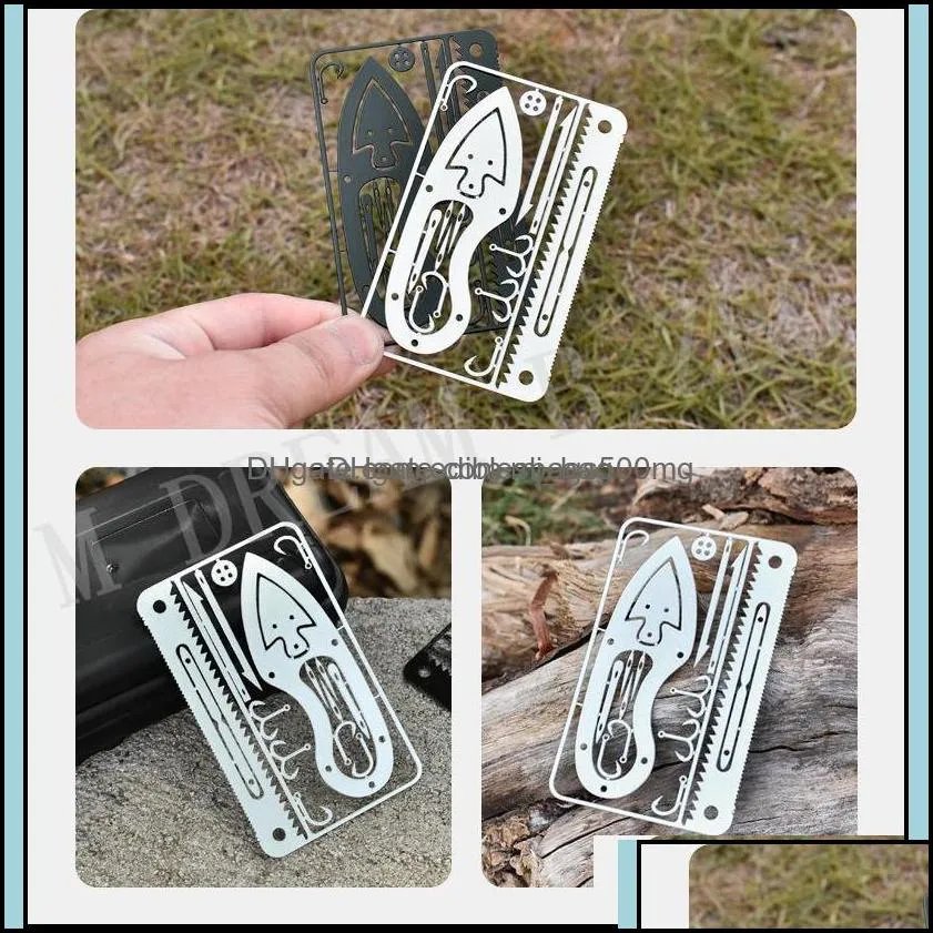 Other Home & Garden 17 In 1 Portable Outdoor Mtifunction Tool Hunting Survival Cam Military Credit Card Knife Hook Fishing Gear Drop