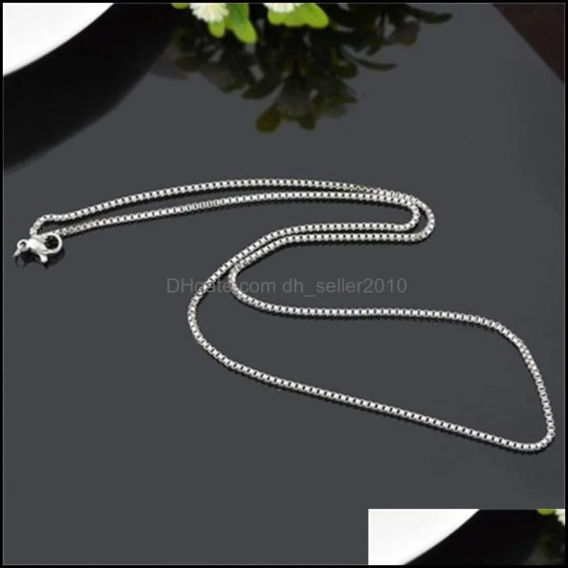 fashion box chain 18k gold chains pure plated silver necklace long chains jewelry for children boy girls womens mens 1mm 20116 c3