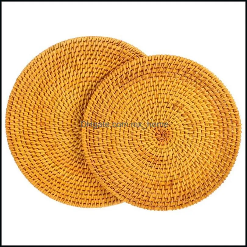 2pcs rattan weave cup mat hand-made crafts coasters home decoration