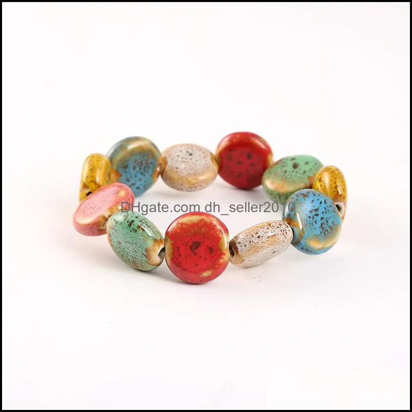 brand new ceramic jewelry flower glaze beaded bracelet ladies national wind jewelry fb030 mix order 20 pieces a lot beaded, strands c3