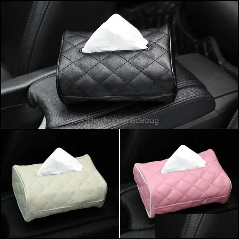 leather car box back seat hanging paper holder wipes container storage tools living room desktop organizer