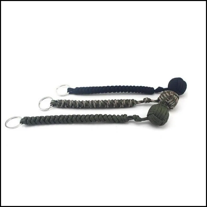 security protection black monkey fist steel ball bearing self defense tool outdoor travel lanyard survival key chain za2564