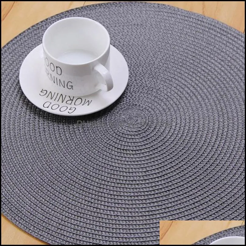 1pc round woven placemats pp waterproof dining table mat non-slip napkin disc bowl drink cup coasters kitchen decoration