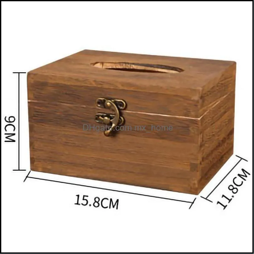 useful wooden retro box cover paper napkin holder case home car decor