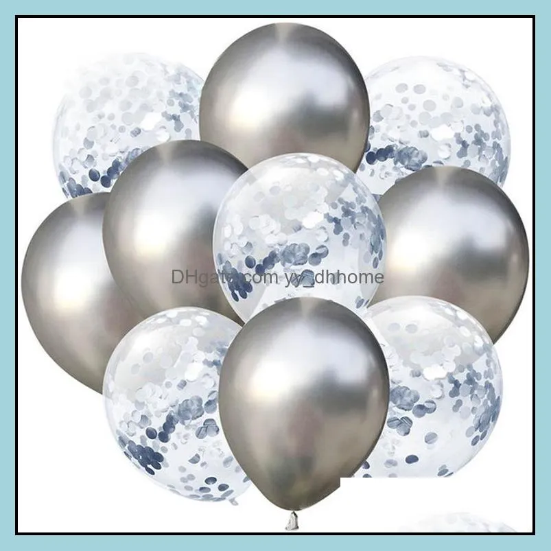 10pcs metal confetti balloons with ribbonbirthday bay shower wedding decorations latex helium globos diy