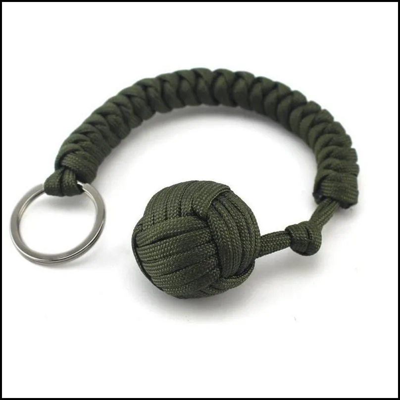 security protection black monkey fist steel ball bearing self defense tool outdoor travel lanyard survival key chain za2564