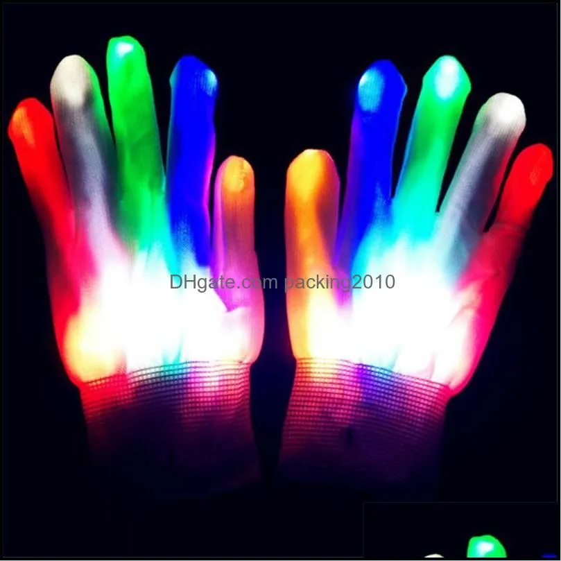 halloween led flashing finger light up colorful lighting gloves rave props poping