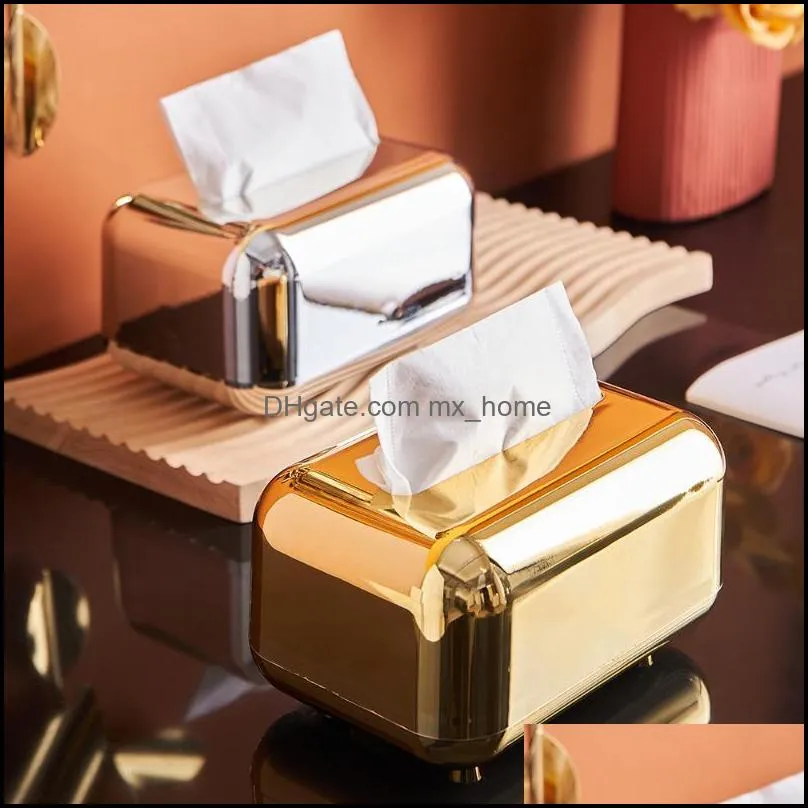 golden storage napkin holder kitchen box paper case organizer ornament craft desktop