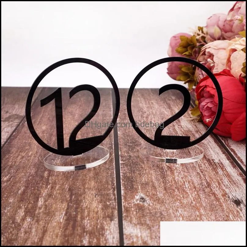 acrylic / wooden round shape table numbers with rectangle base for restaurant wedding shower desktop