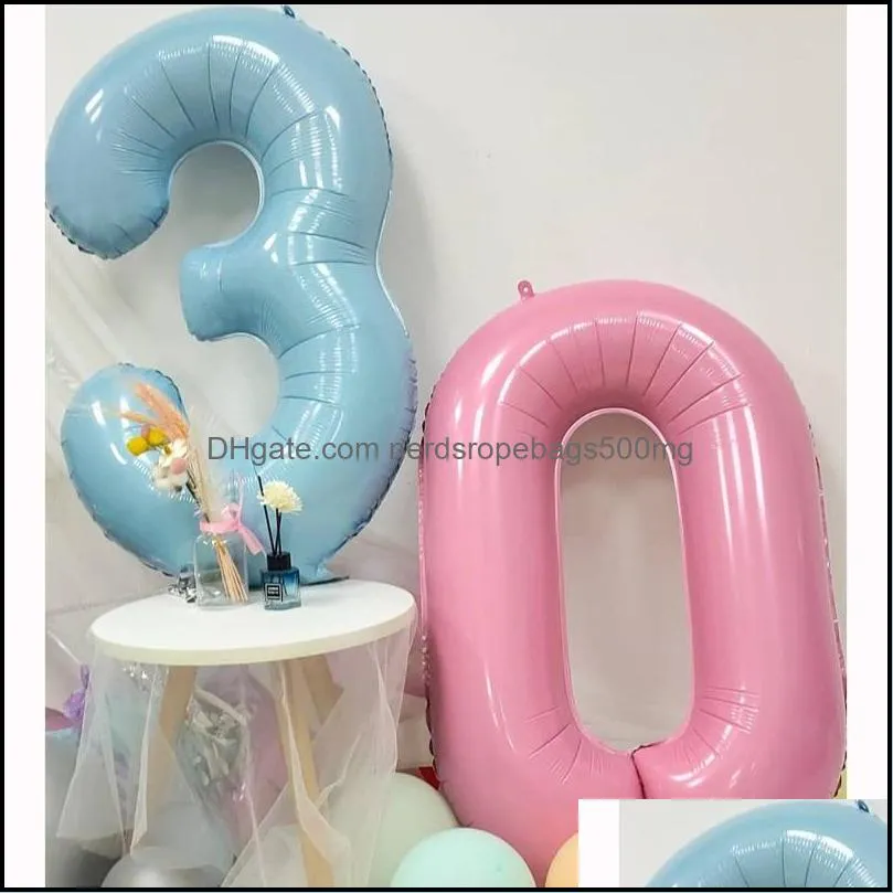 40inch pastel baby blue pink foil number balloon 1 2 3 4 5 6 7 8 9 birthday shower wedding decorations kids globos