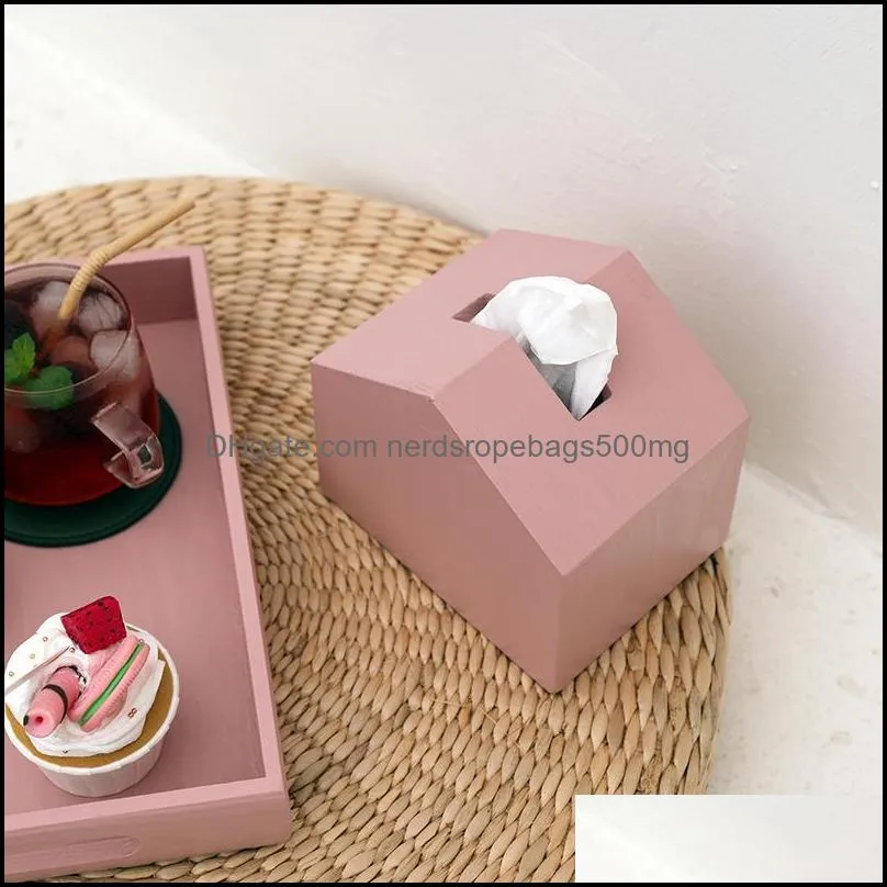 home storage box wood holder for table decoration 5 colors house type baby wipes