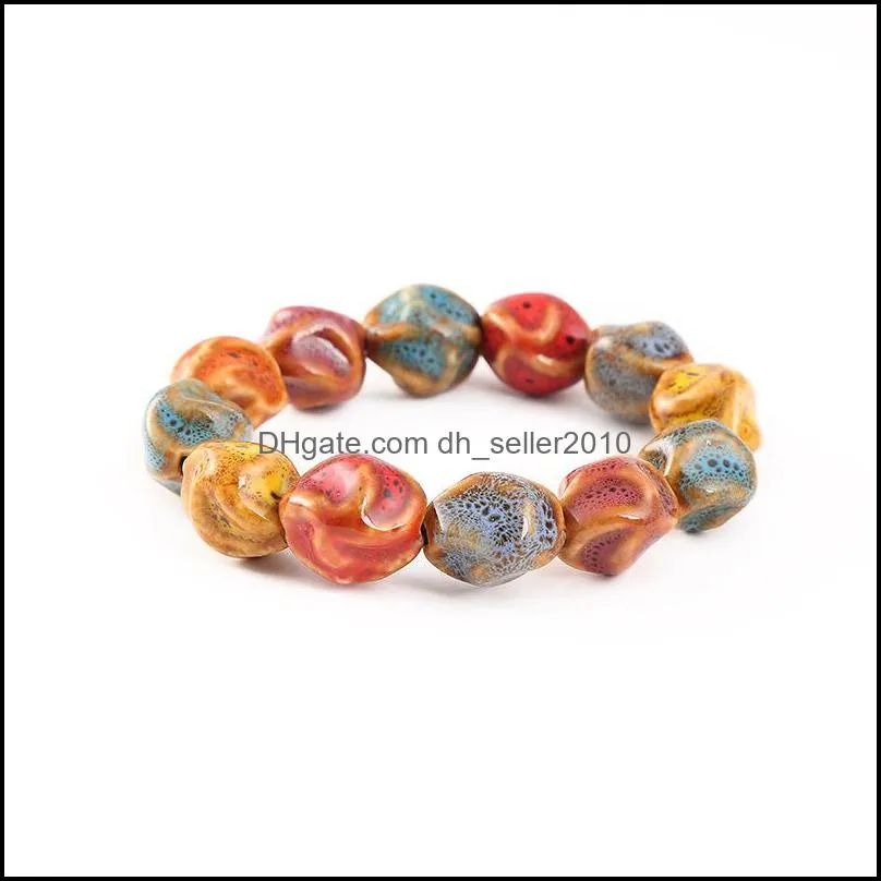 brand new ceramic jewelry flower glaze beaded bracelet ladies national wind jewelry fb030 mix order 20 pieces a lot beaded, strands c3