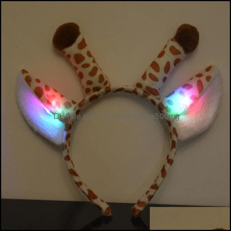 led giraffe animal ears flashing headband light headwear festival cosplay costume kids adult birthday halloween
