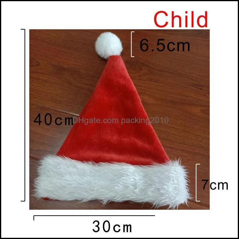 christmas hats red white adult children plush decorations year gifts family supplies