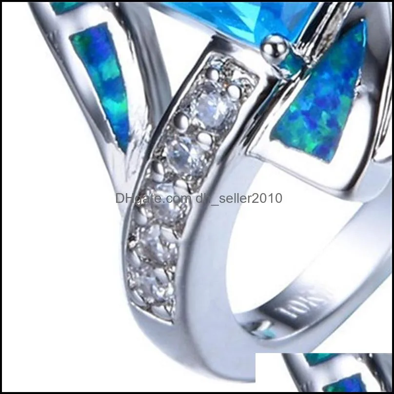 wholesale fashion blue zircon band ladies geometric ring for women wedding jewlery c3