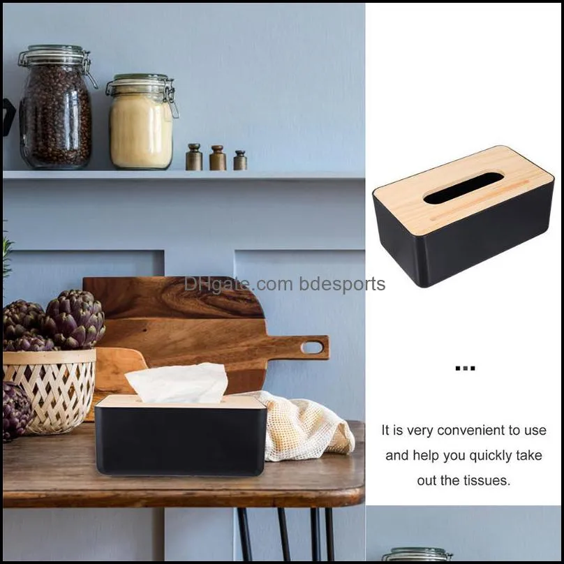 2pcs decorative storage box simple wood lid napkin case decor