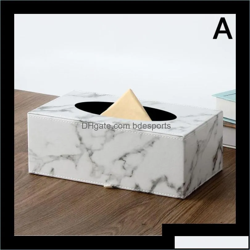 rectangular modern marble rectangle faux leather box napkin toilet paper holder case dispenser home decoration