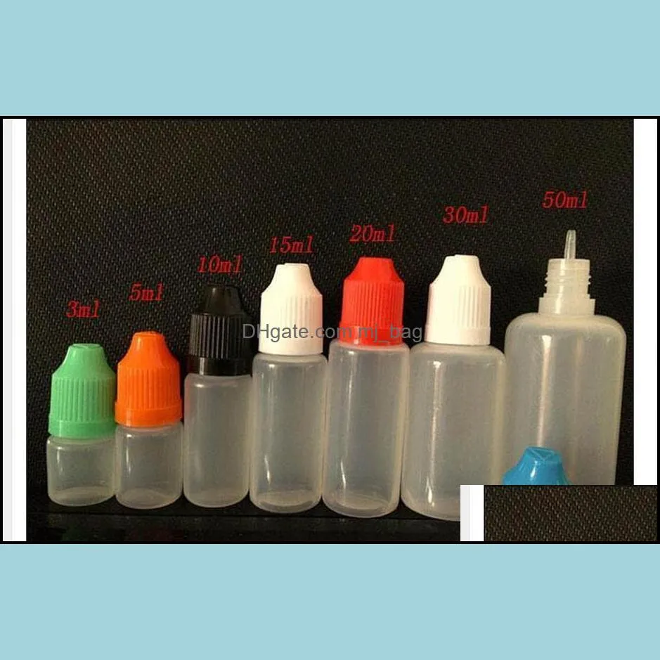 Fast Shipping Soft Style Needle Bottle 5/10/15/20/30/50 Ml Plastic Dropper Bottles Child Proof Caps Ldpe E Cig jllVmn garden_light