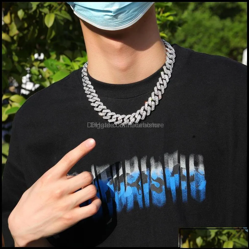 Chains Necklaces Pendants Jewelry Iced Out  Cuban Link Chain Gold Sier Men Hip Hop Necklace 16Inch 18Inch 20Inch 22Inch 24Inch