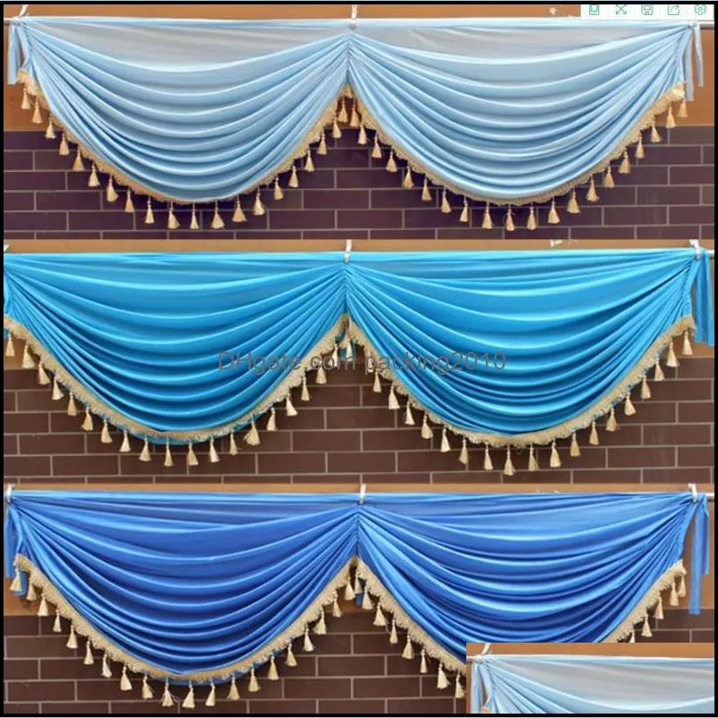 ice silk swag drape valance include tassel for backdrop curtain wedding stage background event