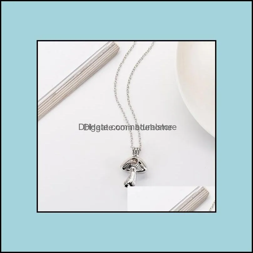 Pendant Necklaces Pendants Jewelry 3 Colors Glow In The Dark Mushroom Necklace Hollow Pearl Cages Luminous Dh6Ta