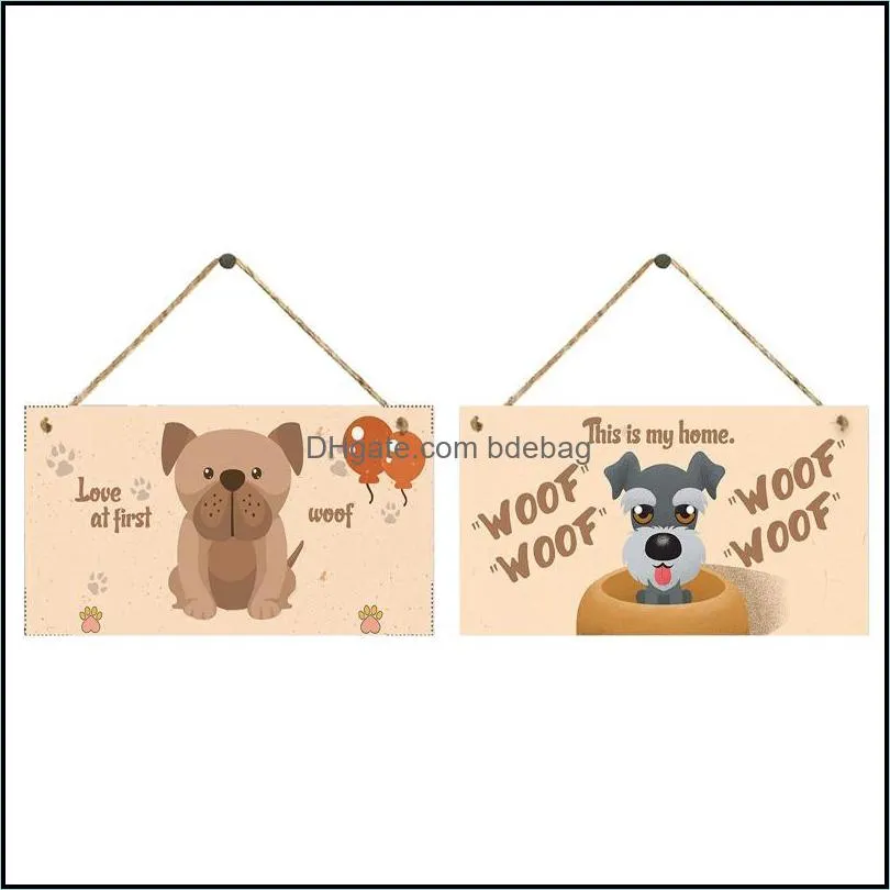 pet dog wood hanging plaque pendant tag vintage hanger board sign retro wall decor shop house #t2p