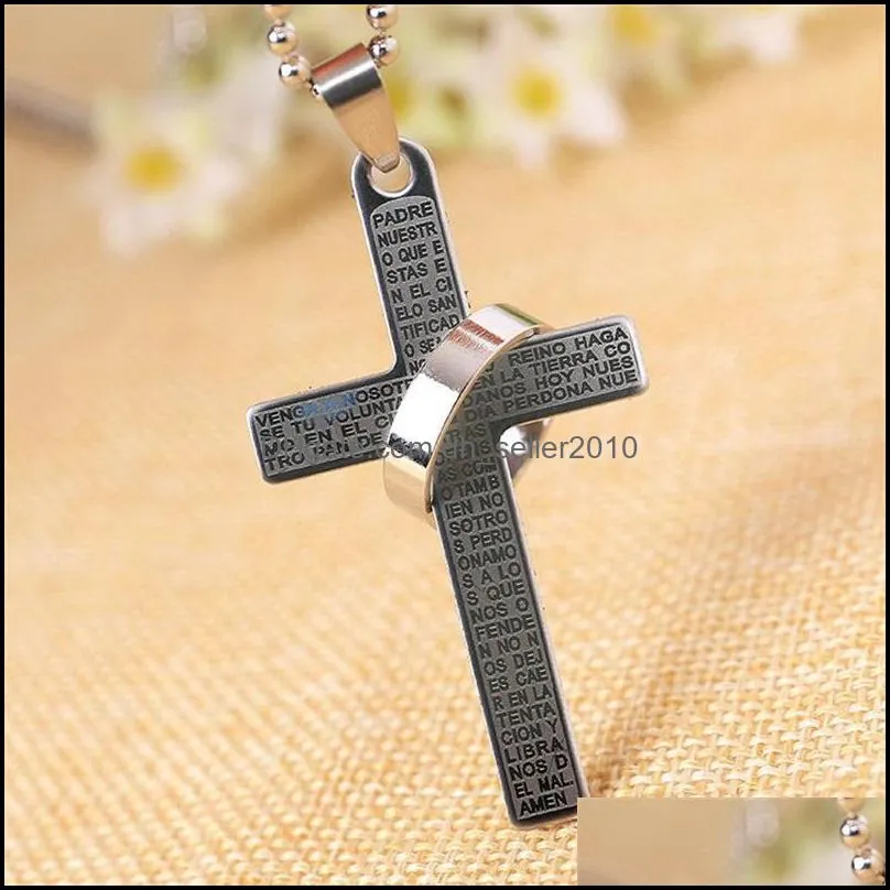 fashion stainless steel pendants christian bible prayer cross pendant men necklace charming gifts jewelry c3