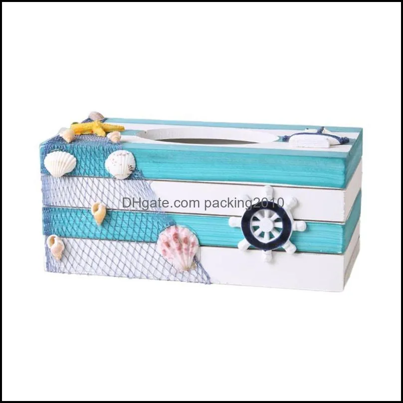 mediterranean wooden box napkin holder paper dispenser case organizer for home office car desktop decor