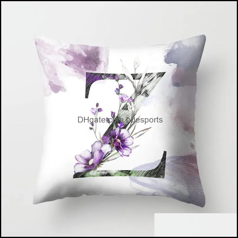 purple flowers letters printed cushion cover for wedding pillow case soft home decor 1pcs diy accessories