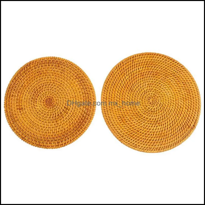 2pcs rattan weave cup mat hand-made crafts coasters home decoration