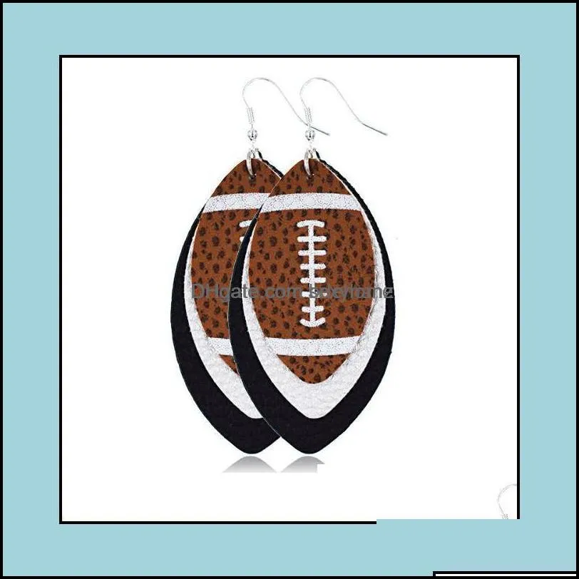 Dangle & Chandelier Earrings Jewelry Softball Leather Teardrop Soft Ball Baseball Football Volleyball Basketball Leaf Drop Delivery 2021