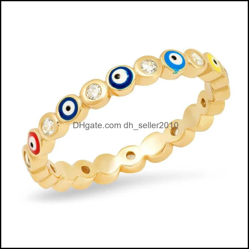 Eye Rainbow Evil Rhinestone Filled Gold Rings for Women Vintage Ladies Midi Kunle Finger Ring Gold Band Rings Jewelry Christmas 1590