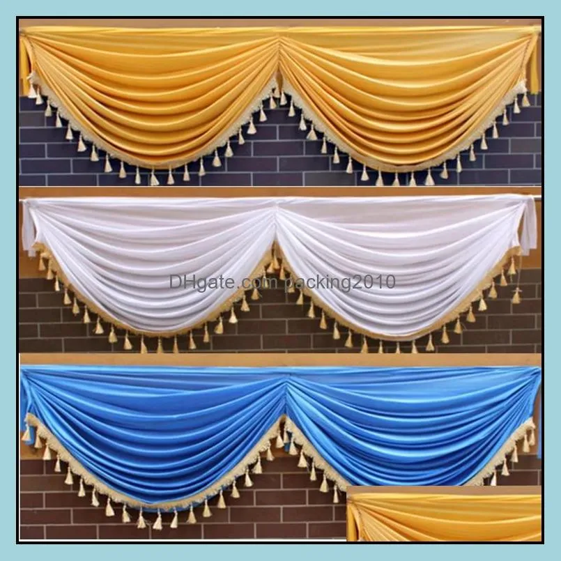 ice silk swag drape valance include tassel for backdrop curtain wedding stage background event