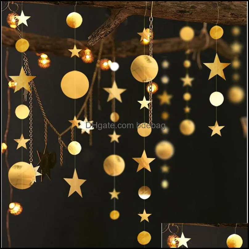 4m twinkle star round shape banner paper garlands baby boy girls happy first birthday decorations wedding christmas