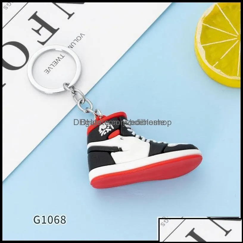 Keychains Fashion Accessories 2022 Selling New Style Stereo Sneakers Button Pendant 3D Mini Basketball Shoes Model Soft Plastic Decoration