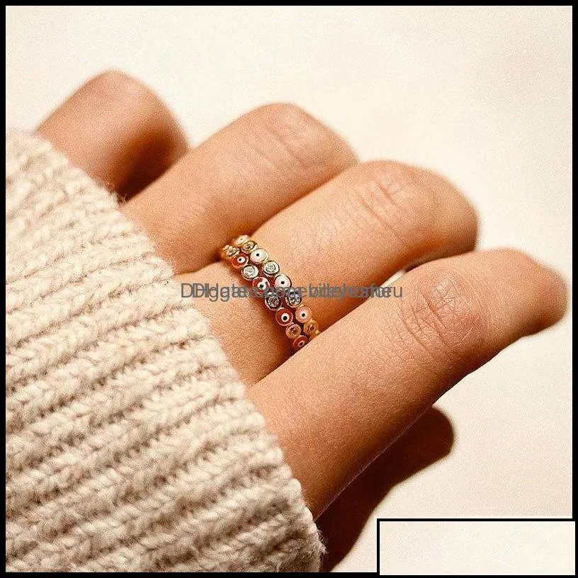 Band Rings Jewelry Ll Eye Rainbow Evil Rhinestone Filled Gold For Women Vintage Ladies Midi Kunle Finger Ring Christmas 1590 Drop Delivery