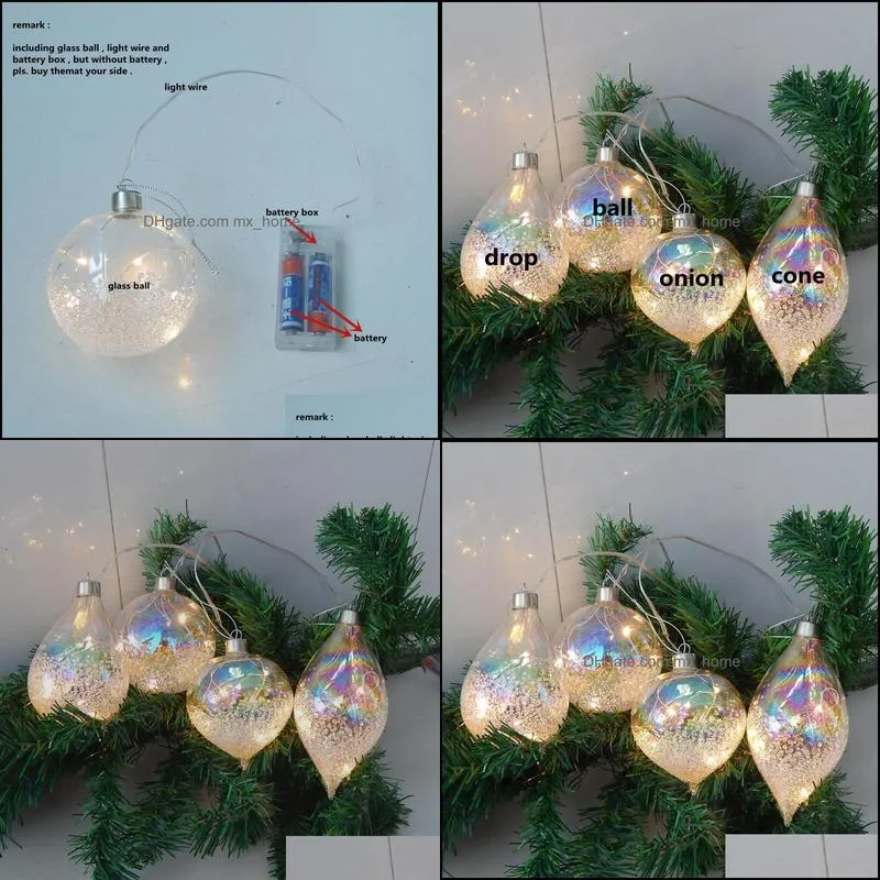 4pcs/pack small size lighting series glass pendant christmas day hanging ball onion drop cone hanger