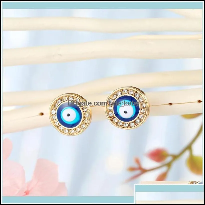 Stud Jewelrystud 1Pair Crystal Turkish Evil Eye Small Earrings For Women Vintage Bohemian Rhinestone Round Sun Ear Jewelry E6671 Drop