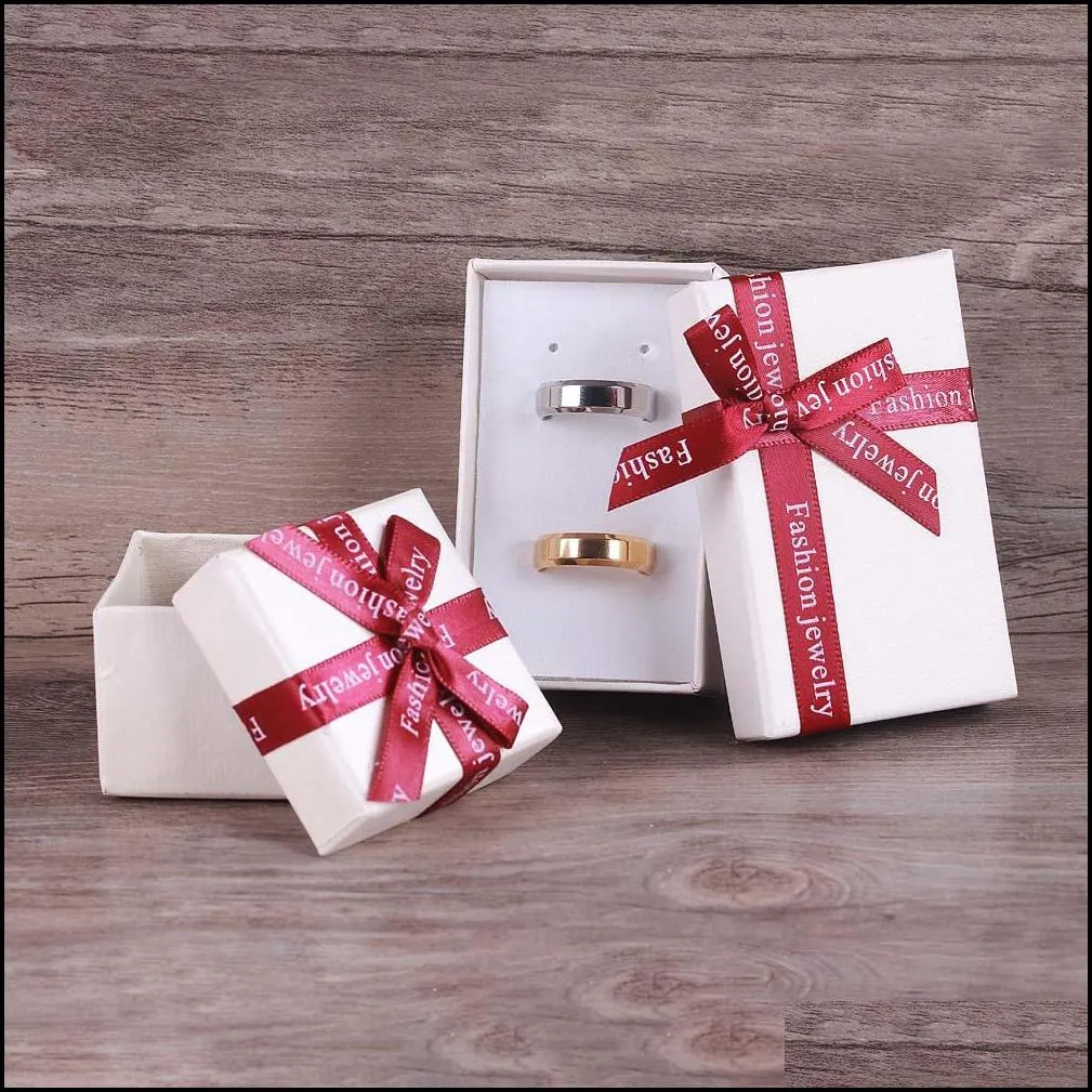 fashion white fancy paper gift box for necklace ring bracelet cardboard paper box with big red ribbon bow