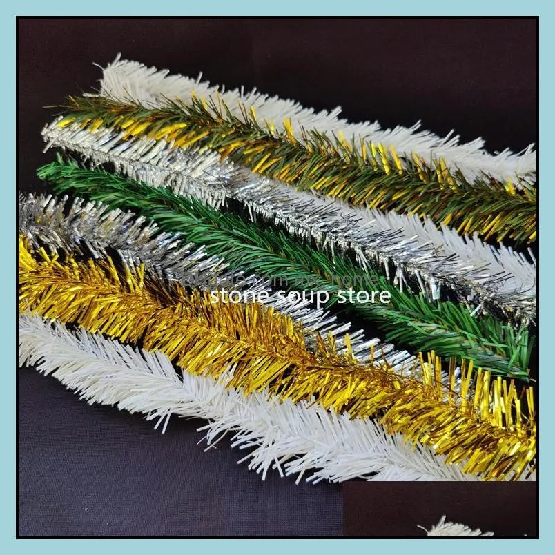 multicolor pvc christmas wired garland xmas tree ornaments green/gold supplies decor 4cm*30cm