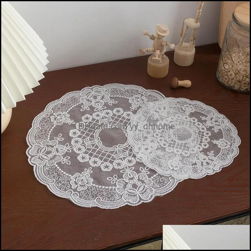 anti-slip drinkware lace round placemat embroidered table place mat pad tableweare nordic ins desktop decoration