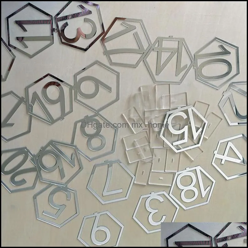 1-20 numbers wedding table number acrylic mirror placeholders stands cards plate decors for birthday