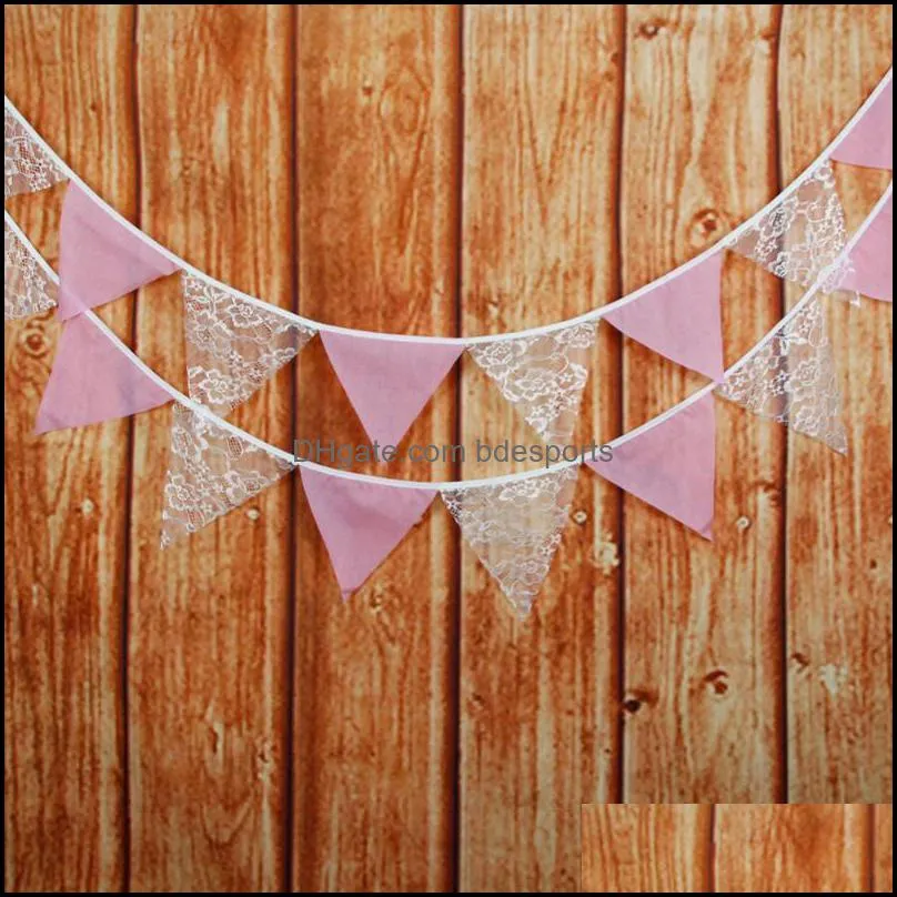 pennant cotton bunting colorful 3.2m baby shower children kids 1pc garland flags wedding banner