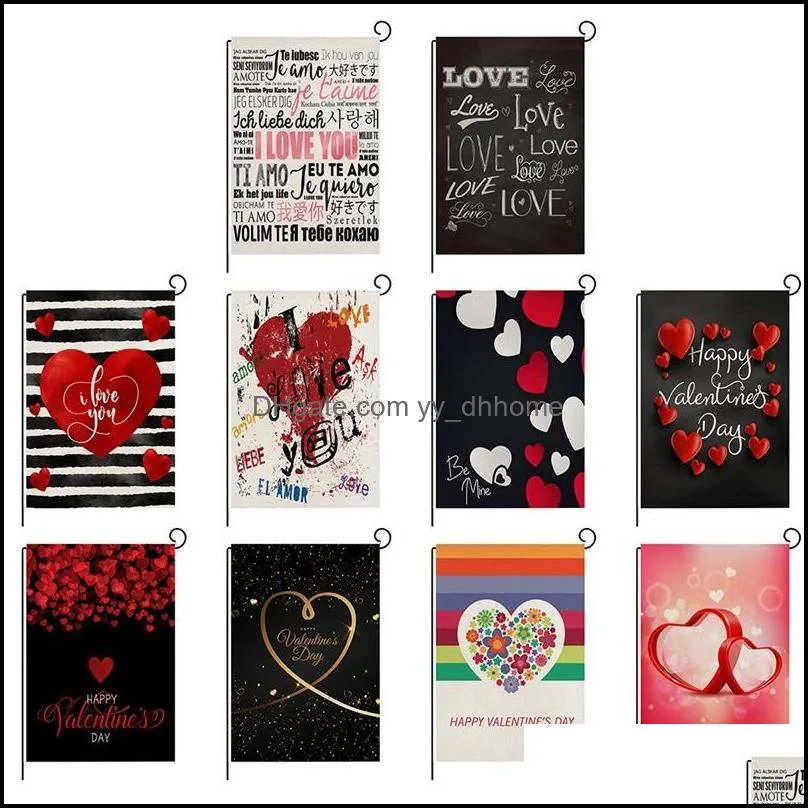 10 styles valentine day flag garden heart-shaped patterns