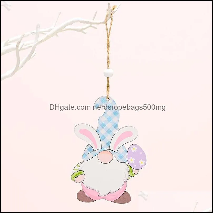 easter wooden pendants wood hanging craft for diy home kids gift decor supplies